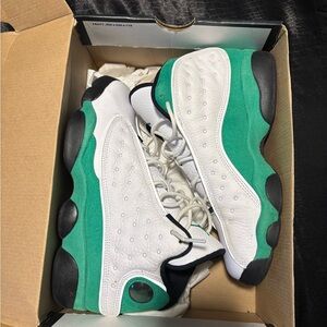 White and Green High-Top Sneakers